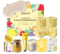 QUIYUM Set da Bellezza per Donna, Set da Bagno 8 Pezzi al Profumo di Limone con Biglietto d'Auguri, Ideale come Regalo di Compleanno o per la Festa della Mamma