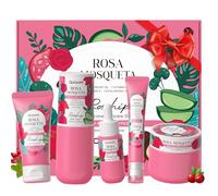 QUIYUM Set per la Cura della Pelle alla Rosa Mosqueta, 5 Pezzi Idratanti per il Viso da Donna, con Detergente, Tonico, Siero, Crema Contorno Occhi e Idratante, per Donne e Ragazzi