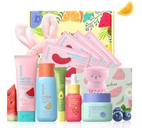 QUIYUM Set Regalo Viso Anti-Invecchiamento per Pelli Giovani, Kit Skincare Completo da 11 Pezzi per Donna con Estratti di Frutta, Peptidi, Vitamina C e Ceramidi