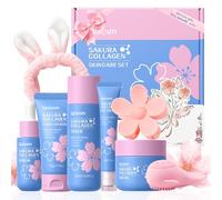 QUIYUM Set Viso Sakura Collagen, Kit Skincare Completo Donna, Routine Glass Skin, Set Regalo da 8 Pezzi per la Cura della Pelle, Idratante, Rassodante, Illuminante
