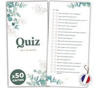 Quiz degli sposi, 50 carte da gioco di nozze, animazione degli ospiti, matrimonio, 50 questionari degli sposi, design floreale eucalipto