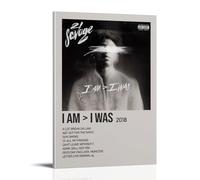 QUJIAOFUMEISUU Stampa artistica da parete con scritta "I Am I Was by 21 Savage" (60 x 90 cm) - I Am I Was by 21 Savage