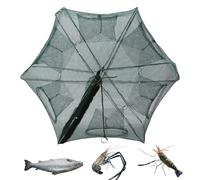 Qukaim 6 Fori Rete Automatica di Granchio - Caglia Pieghevole di Granchio con Cornice in Acciaio e Chiusura a Zip, Shrimp Portatili - -Minnow -Trappola per la Pesca oceanica del Fiume (54 (6 Fori)