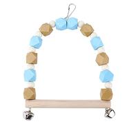 Qukaim Altalena in legno colorata per pappagalli, piccola e media, con gancio per campana, altalena per uccelli colorata, lunga 25 cm, ideale per parrocchetti e altri piccoli uccelli
