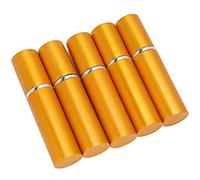 Qukaim Bottiglia di profumo in alluminio ricaricabile, nebulizzatore vuoto portatile, 10 ml, confezione da 5, finitura oro, contenitore per profumo da viaggio