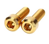 Qukaim Bulloni per bicicletta, in lega di titanio, set da 6 pezzi, M5 x 16 mm, per attacco manubrio mountain bike, colore oro