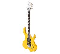 Qukaim Chitarra elettrica a 24 tasti giallo a forma di fiamma, kit per principianti, include plettri, corde, manico, tracolla, set chitarra elettrica per principianti