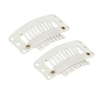 Qukaim Clip per extension per capelli a 9 denti, 100 pezzi, clip per extension per capelli a 9 denti, clip a forma di U, clip a pettine a scatto da 32 mm, per extension fai da te, nero e bianco,