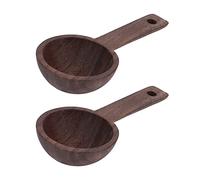 Qukaim Cucchiaino da caffè in legno di noce, confezione da 2 cucchiai dosatori in noce, accessori per tè, zucchero, farina, spezie, lunghezza 15 cm, utensili da cucina
