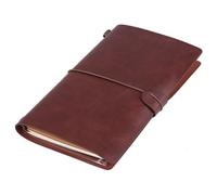 Qukaim Diario di viaggio classico in pelle PU, diario personalizzato, blocco note ricaricabile, marrone scuro, ideale per viaggi, prendere appunti e diari