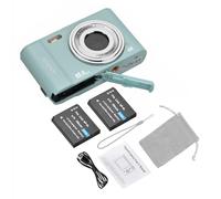 Qukaim Fotocamera digitale portatile, 48 MP 4K, schermo IPS da 2,88 pollici, zoom 16x, messa a fuoco automatica, memoria 128 GB, rilevamento volti, anti-agitazione, 2 batterie, cinghia da polso
