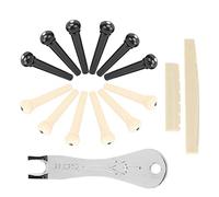 Qukaim Kit di pioli per chitarra acustica, set di pioli per chitarra acustica, 12 pezzi, con estrattore per dadi a sella, include perni per ponte e dado, adatto per chitarre folk