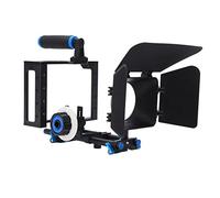 Qukaim Kit di supporto per gabbia video in alluminio per fotocamera DSLR, sistema per la realizzazione di pellicole con Follow Focus e impugnatura, design in lega leggera, compatibile con videocamere