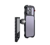 Qukaim Kit video rig vlog per smartphone, gabbia per smartphone con supporti a slitta fredda e fori filettati da 1/4", impugnatura per registrazione video Vlog Live Streaming, compatibile con 13 Pro