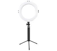 Qukaim Luce ad anello LED dimmerabile per fotografia, 20 cm, luce di riempimento USB con treppiede base per telefono, luminosità regolabile per video in diretta e fotografia, ideale per streaming e