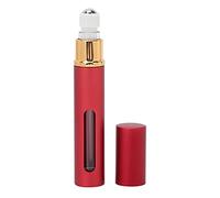 Qukaim Mini bottiglia di profumo ricaricabile, in alluminio, 10 ml, portatile, a prova di perdite, vuota, arrotolabile, ideale per oli essenziali, rosso