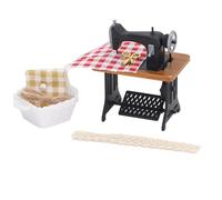 Qukaim Mini mobili per casa delle bambole, set di modellini vintage per casa delle bambole, mini decorazione da sarto a pedale, accessorio per mobili retrò per mini casa, 10 x 5 x 7 cm