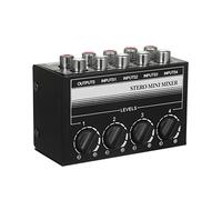 Qukaim Mini Stereo Mixer Passivo a 4 Canali Mini Stereo Mixer Passivo a 4 Canali, Mixer Portatile RCA, Distributore Stereo 1 In 4 Out, Controllo del Volume, Nessuna Batteria Richiesta, Compatto,