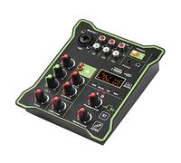 Qukaim o Mixer Mixer compatto a 5 canali console di mixaggio audio, interfaccia USB, equalizzatore a 2 bande, effetto eco integrato per registrazione DJ e trasmissione live