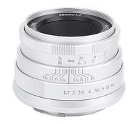 Qukaim Obiettivo manuale con grande apertura F1.7 da 35 mm a fuoco fisso per Canon M3/M5/M6/M6 II, argento, prestazioni ottiche, ideale per la fotografia di ritratto