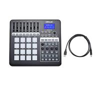 Qukaim PANDA200 - Controller MIDI portatile USB, 16 drum pad, include cavo USB, controller MIDI compatto per DAW, design in plastica nera, attrezzatura per musica e DJ