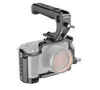 Qukaim Poyinco JN-098 - Kit gabbia video per fotocamera, in lega di alluminio con manico superiore, supporti per slitta fredda, filettatura 1/4", clip per cavo di ricambio per fotocamera ZV-E1