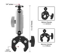 Qukaim PU867B - Morsetto per montaggio fotocamera, adattatore per manubrio della bicicletta in lega di alluminio, capacità di carico di 2 kg, doppia testa a sfera girevole a 360°, compatibile con Hero