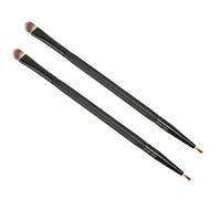 Qukaim Set di 2 pennelli per ombretto, a doppia punta, ipoallergenici, professionali con stelo nero, ideali per l'applicazione del trucco degli occhi,