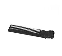 Qukaim Set di 3 pettini da barba con setole in nylon, pettine curvo per barba, pettine per barba in acciaio inox, pettine unico per baffi, multifunzionale per uomo, manico nero