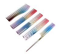 Qukaim Set di 5 pettini da parrucchiere, in alluminio spaziale, con sfumatura colorata, pettine e strumento per lo styling per uso in salone, leggero, durevole, lungo 20 cm