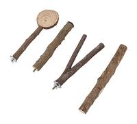 Qukaim Set di bastoncini per uccelli, piattaforma di supporto per pappagalli in legno stabile, include trespolo e palo per rami d'albero, ideale per pappagalli e piccoli uccelli, in legno