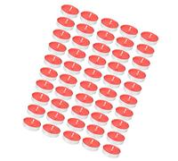 Qukaim Set di candele tealight, 50 candele non profumate, candele fumé per uso decorativo, 2 ore di combustione, rosso