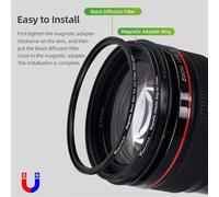 Qukaim Set di filtri a stella per obiettivo del telefono cellulare, 4/6/8 punti con clip da 37 mm per /, filtro nero Diffusion 1/4 con adattatore magnetico per video vlog fotografia