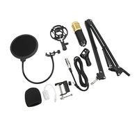 Qukaim Set di schede audio per microfono a condensatore, kit professionale per microfono da studio con staffa pieghevole per registrazione e live streaming, set microfono USB