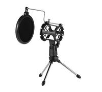 Qukaim Shockmountmicrophoneholder Mini kit di supporto per microfono da tavolo, include supporto per microfono antiurto e filtro pop, ideale per registrazioni in studio, trasmissioni online e riunioni