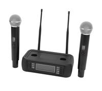 Qukaim Sistema microfono portatile, doppio microfono ricaricabile con riduzione del rumore, design anti-fischio, per karaoke, bar, feste, qualità professionale