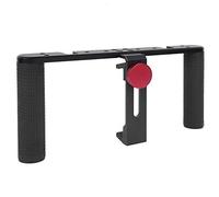 Qukaim Supporto per telefono cellulare a doppia mano, supporto in metallo per registrazioni fotografiche dal vivo, design universale per telefoni cellulari, leggero e portatile, ideale per lo