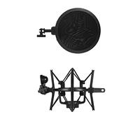 Qukaim Supporto universale in plastica per microfono a condensatore, anti-vibrazione, con filtro anti-pop per trasmissioni online, studio di registrazione musicale