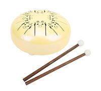 Qukaim Tamburo per lingua in lega di acciaio, 8 note da 14 cm, tamburo Chakra Tank, manico etereo a mano in giallo, design con drago zodiacale 12, strumento a percussione per rilassamento e