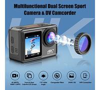 Qukaim Telecamera sportiva 4K 24MP Dual Screen 2.0", grandangolo 170°, EIS, impermeabile fino a 40 m, WiFi, Macro CPL ND4 8 16, obiettivo viola, per sport all'aria aperta