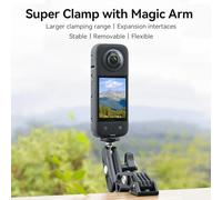 Qukaim TELESIN SC-001 - Morsetto multifunzione per manubrio di bicicletta, doppia testa a sfera girevole a 360°, cuscinetto di carico 2 kg, in lega di alluminio, compatibile con telefono, fotocamera