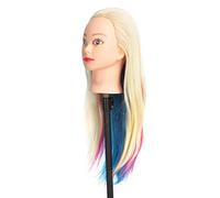Qukaim Testa di manichino per capelli, testa di manichino colorata per fare pratica con capelli per salone, testa per acconciatura, ideale per studenti di parrucchieri, altezza 28 cm