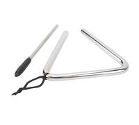 Qukaim Triangolo musicale a percussione triangolare in acciaio, 10,2 cm, in acciaio inox, per educazione musicale, suoneria per cena, percussioni manuali portatili, ideale per l'uso in classe