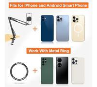 Qukaim VRIG MG-09 - Supporto magnetico per telefono da tavolo, flessibile, a clip, per 15/14/13/12, ideale per registrazione video in streaming live di Vlog