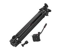 Qukaim VX-18M - Treppiede in lega di alluminio, 190 cm/74,8, treppiede per fotocamera con testa di smorzamento fluido, testa di trascinamento idraulico, panoramico, supporto da 3 piedi