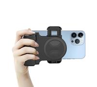 Qukaim Wirel Impugnatura per telefono Vlog, stabilizzatore girevole a 360° con foro per vite da 1/4", otturatore remoto staccabile, compatibile con telefoni Android 15/14/13/12