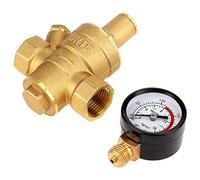 QUKFGCLGM Riduttore di Pressione, Riduttore di Pressione dell'Acqua Regolabile in Ottone DN15 con misuratore di Pressione e Struttura a pistone con Filettatura G