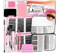 QUKLOGEN Kit di Estensione Delle Ciglia Fluffy 772Pcs D Curl Ciglia Cluster con Ciglia Inferiori,Lash Bond and Seal,Rimuovi Ciglia,Pinzette Pennello Portabile per Ciglia Mini Applicatore