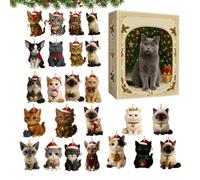Qukoielly Calendario 2025 con conto alla rovescia a forma di gatto, ciondolo a tema gatto 2025, per Natale, avvento 24 giorni, decorazione per la casa per bambini, collezionisti, amanti degli animali