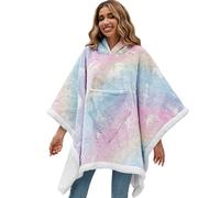 Qukoielly Coperta indossabile per donne e uomini, felpa con cappuccio,Calda coperta per adulti con grande tasca | Felpa con cappuccio luminosa per la stagione fredda, per camera da, dormitorio